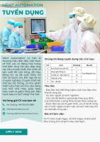 THÔNG BÁO TUYỂN DỤNG TỪ CÔNG TY MENT CO., LTD