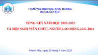 KHOA CƠ KHÍ TỔ CHỨC TỔNG KẾT NĂM HỌC 2022-2023 VÀ HỘI NGHỊ VIÊN CHỨC NĂM HỌC 2023-2024